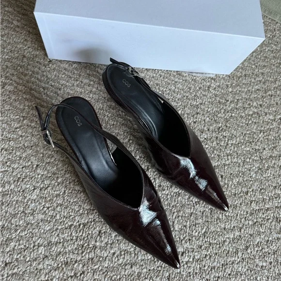 COS Patent Leather Burgundy Heeled Shoes - Picture 6 of 8